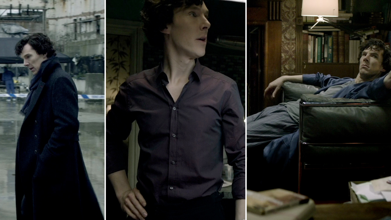 Three of Sherlocks's most recognizable outfits: The Swishy Coat, The P...